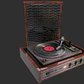 Vintage Wooden Turntable Audio System With Vinyl Record Player Design
