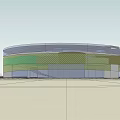 Circular Museum Building With Spiral Design And Yellow Green Ring Structure 3d model