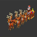 Festive Santa Sleigh Pulled By Reindeer With Christmas Presents