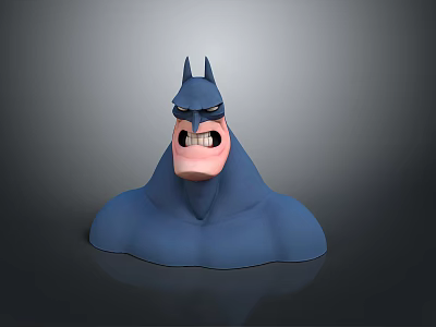 Cartoon Style Blue Batman Bust Decorative Figure For Home Living Decor 3d model