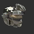 Game Movie Character Mechanical Helmet With Futuristic Metallic Design And Shiny Visor