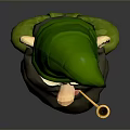 Cute Green Gnome Figure With Beard Pipe Green Hat And Base