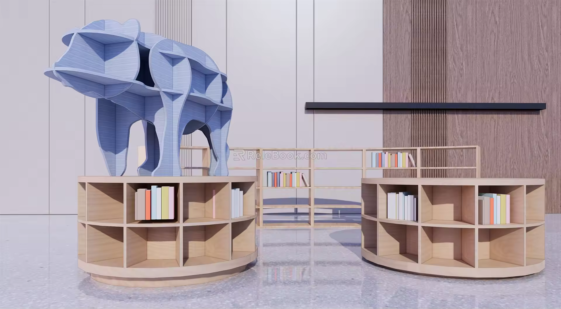 Modern Bookshelf Low Bookshelf 3d model