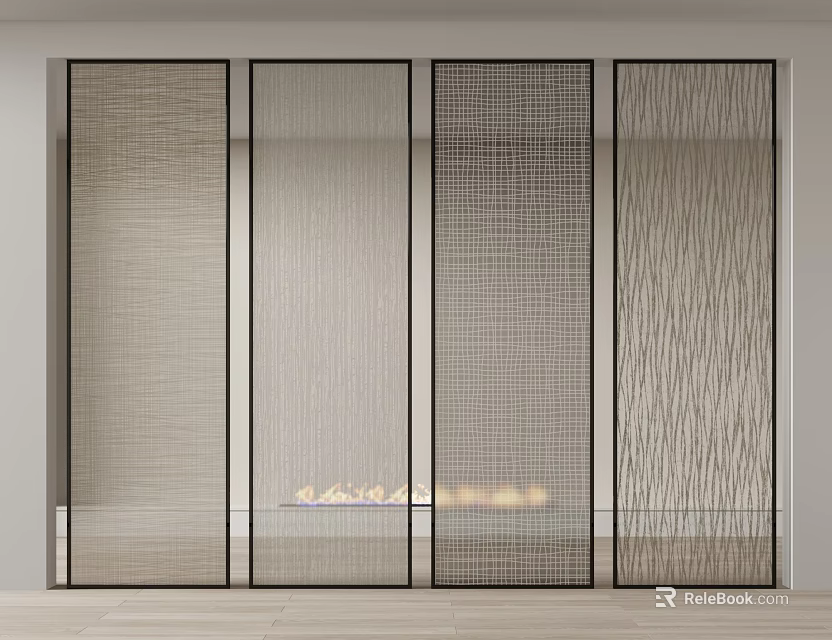 Modern Interior Partition Designs With Woven Texture Transparent Glass Grid And Wavy Patterns 3d model 