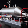Large Stainless Steel Industrial Storage Tank with Pipes Valves and Control Components