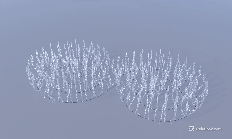 Two Transparent Round Garden Ornaments With Mesh Structure And Spike Design 3d model 