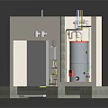 Industrial Mechanical Equipment With Piping System In Building Structure Layout 3d model