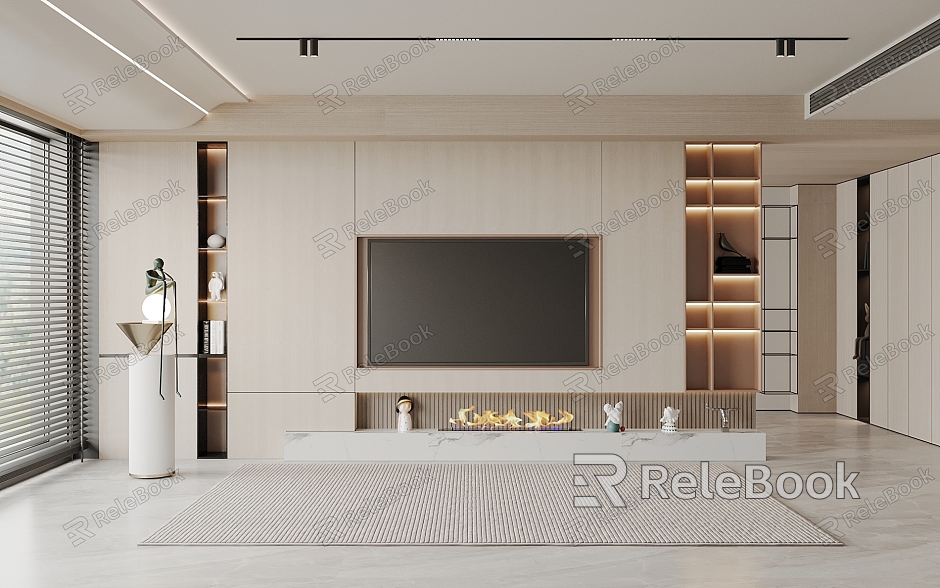 Modern TV background wall model