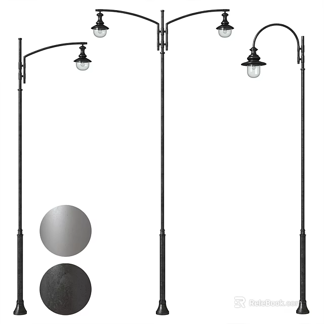 Classic Outdoor Lights With Curved And Straight Poles For Garden And Pathway Use 3d model 