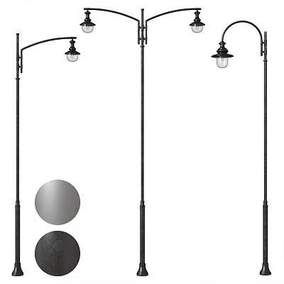 Classic Outdoor Lights With Curved And Straight Poles For Garden And Pathway Use 3d model