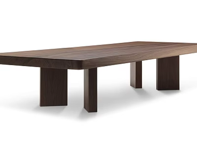 Modern Walnut Wooden Coffee Table With Simple Design And Four Legs 3d model