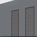 Geometric Pattern Hinged Doors With Brown Frame And White Panel Design 3d model