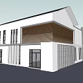 Modern Commercial Complex With Curved Glass Facade And Flat Roof Architectural Design