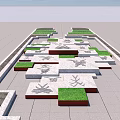 Road Facilities With Patterned Stone Slabs And Green Grass Patches 3d model