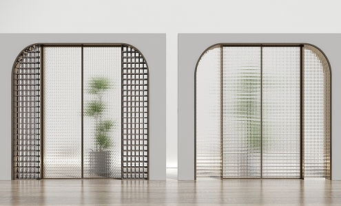 Modern sliding door glass sliding door partition door 3d model