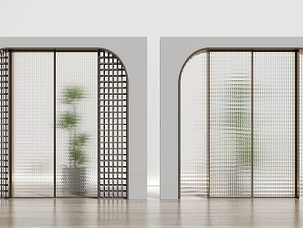 Modern sliding door glass sliding door partition door 3d model