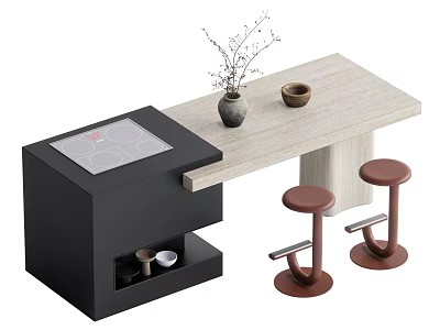 Nakajima Table and Chair Combination 3d model