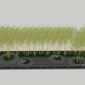 Tree Pits Surrounded By Bamboo On Paved Ground With Decorative Stones 3d model