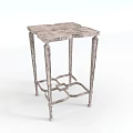 Rustic Corner Table With Textured Metal Frame And Square Tabletop Design 3d model