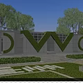 Green Plant Covered Letter Sculpture In Outdoor Park With Trees Lawn And People