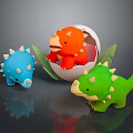Cute Dinosaur Toys With Orange One In Eggshell Blue Green Figures And Leaves
