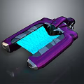 Futuristic Purple Spaceship With Blue Glowing Section For Cosmic Exploration 3d model