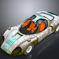 Vintage Sports Car With Green Stripes And Orange Open Top Interior Design