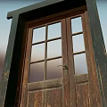 Vintage Wooden Front Door With Double Panels And Dark Frame Glass Design
