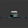 Low Poly Style Boat Floating On Blue Water In 3D Illustration