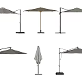 Various Styles Of Outdoor Umbrellas With Different Stand Designs And Canopy Colors