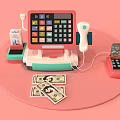 Commercial Cash Register Equipment With Barcode Scanner US Dollar Bills And POS Accessories