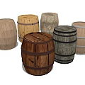 Collection of Rustic Wooden Barrels With Diverse Color And Design Features