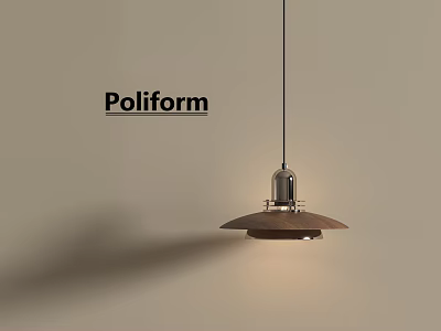 Poliform Modern Pendant Light With Metal Top And Wooden Shade Minimalist Design 3d model