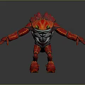 Ferocious Fantasy Armored Creature Character With Red Body Green Eyes And Sharp Claws