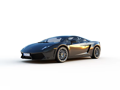 Black Lamborghini Style Sports Car With Two Door Sleek Design Silver Alloy Wheels White Background 3d model