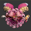 Cute Game and Movie Character With Pink Twin Ponytails And Bow Dress And Decorative Headwear