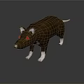 3D Character Design of Brown Rat with Red Eyes and White Paws