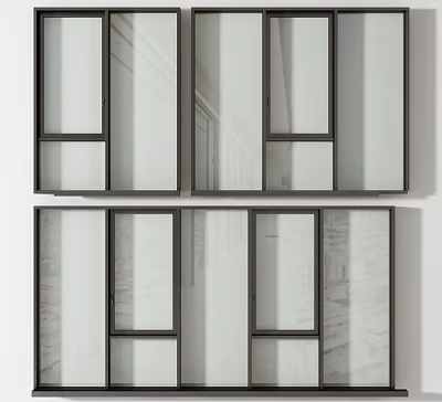 Modern Aluminum Casement Windows With Double Glazed Glass And Black Frames 3d model Modern Aluminum Casement Windows With Double Glazed Glass And Black Frames 3d model