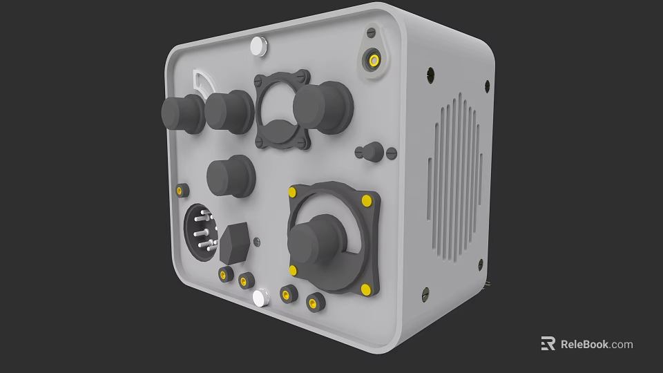 Gray Electronic Control Device With Multiple Knobs Buttons And Interfaces 3d model 