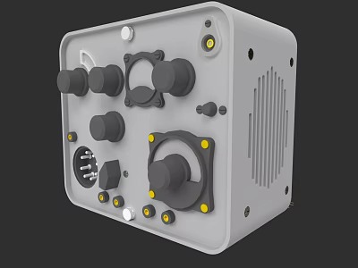 Gray Electronic Control Device With Multiple Knobs Buttons And Interfaces 3d model