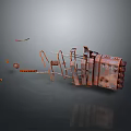 Rusty Mechanical Structure 3D Render With Scattered Metal Parts And Frame 3d model