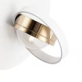 Elegant Modern White and Gold Wall Lamp with Circular Ring Design and Glass Globe