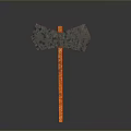 Textured Axe Weapon With Gray Head And Orange Handle 3D Model Isolated On White Background