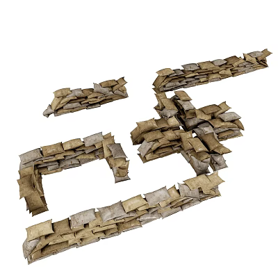 Stacked Brown And Gray Stones Arranged In Number 45 Shape Structure 3d model