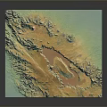 Detailed 3D Terrain Model Displaying Mountain Ranges And Colored Elevation