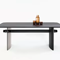 Stylish Modern Dining Table With Black Tabletop Unique Legs Decorative Brown Bottle And Small Cups 3d model