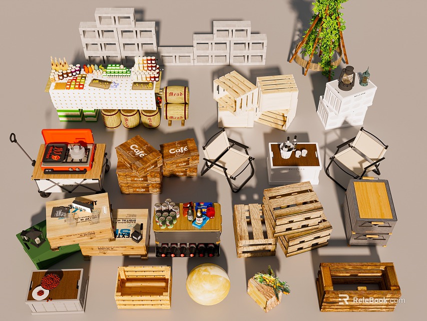 Outdoor Wooden Playground Equipment For Children Featuring Climbing Frames And Slides 3d model 