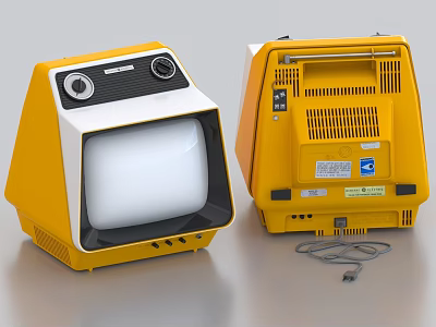 Yellow Vintage TV Sets Front And Back 3d model Yellow Vintage TV Sets Front And Back 3d model