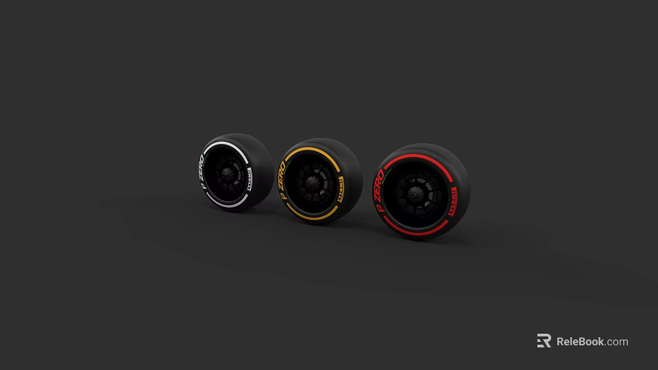 Car Alloy Wheels In Black Yellow Red With Stylish Rim Design 3d model 
