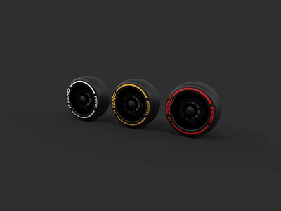 Car Alloy Wheels In Black Yellow Red With Stylish Rim Design 3d model